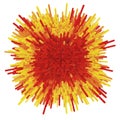 An abstract 3D structure composed of elongated rectangular prisms radiating