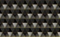 Abstract 3D triangular seamless pattern black and gray with golden metallic, futuristic, and geometric design creating