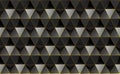 Abstract 3D triangular seamless pattern black and gray with golden metallic, futuristic, and geometric design creating