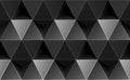 Abstract 3D triangular seamless pattern in black and gray with a metallic, futuristic, and geometric design creating