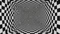Abstract 3D tunnel with checkered pattern and optical illusion effect Royalty Free Stock Photo