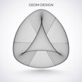 Abstract 3d vector object. Triangular on pillow shape.