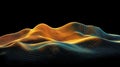 Wavy Abstract Digital Landscape Visualization: Glowing Orange and Blue Grid Lines Representing Data or Sound Royalty Free Stock Photo