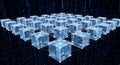 Digital Blockchain Network and Data Connection Cubes in Futuristic Grid Royalty Free Stock Photo