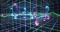 Abstract Digital Data Grid With Particles And Waveform Royalty Free Stock Photo
