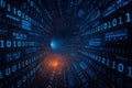 Futuristic data tunnel with binary encryption. Ai-generated Royalty Free Stock Photo