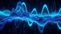 Abstract 3D Visualization of Sound Waves or Data Streams in Vibrant Blue and Purple Tones Royalty Free Stock Photo