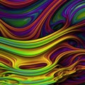 Abstract 3d waves, 3d rendering. Rainbow colors