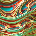 Abstract 3d waves, 3d rendering. Red, yellow, blue and green colors. 3d illustration Royalty Free Stock Photo