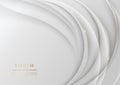 Abstract 3d white background with gold lines curved wavy sparkle with copy space for text. Luxury style template design Royalty Free Stock Photo