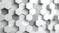 Abstract 3D white hexagonal pattern background with varying depths and shadows. Royalty Free Stock Photo