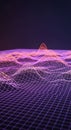 Futuristic Wireframe Digital Landscape with Glowing Grid Royalty Free Stock Photo