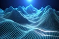 Abstract 3D Wireframe Terrain Geometry for Big Data and AI