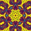 3d yellow orange cyan violet hexagonal fractal graphic