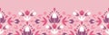 Abstract damask flowers horizontal seamless