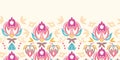 Abstract damask tulips horizontal seamless pattern Royalty Free Stock Photo