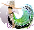 An abstract dance girl with decorative elements Royalty Free Stock Photo