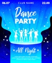 Abstract Dance Party template for banner, flyer, poster, invitation. Place for text. Dancing young people silhouettes. Dance party Royalty Free Stock Photo