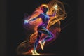 Abstract Dancers in Neon - Psychedelic and Dynamic Royalty Free Stock Photo