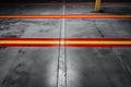 Abstract Danger: Red and Black Striped Warning Tape on Grey Concrete