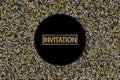 Abstract dark background of gold and silver dots, halftone frame, invitation Royalty Free Stock Photo