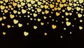 Abstract dark background with golden hearts. Template background for design card and banner. Happy Valentines day wallpaper Royalty Free Stock Photo