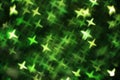 Abstract dark background with green stars and texture of embossed glass