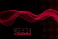 Abstract dark background, horizontal red smooth stylish wave. Design element Royalty Free Stock Photo