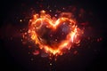 Abstract dark background of a hot burning fiery heart, luxury bokeh wallpaper. Heart decoration. Love concept Royalty Free Stock Photo