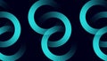 Abstract dark background with repeated cyan interlocking circle patterns forming seamless design Royalty Free Stock Photo