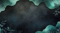 Abstract dark background with teal edges and leaf motifs, suitable for design projects Royalty Free Stock Photo