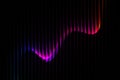 Abstract dark background with vertical lines and a glowing neon wave pattern Royalty Free Stock Photo