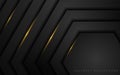 Abstract dark black geometry background combine with golden line Royalty Free Stock Photo