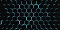 Abstract dark black honeycomb background with blue lighting effect modern futuristic 3d render Royalty Free Stock Photo