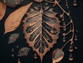 Abstract dark black leaf skeleton background created with Generative AI technology Royalty Free Stock Photo