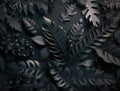 Abstract dark black metallic leaves background created with Generative AI technology Royalty Free Stock Photo