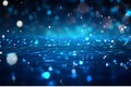 Abstract dark blue background of falling blue particles on water, luxury bokeh wallpaper. Holiday concept Royalty Free Stock Photo