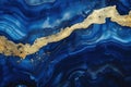 Abstract dark blue background with golden foil. Artificial stone texture, fake agate, trendy marbled wallpaper, digital marbling Royalty Free Stock Photo
