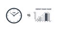 Abstract Dark Blue Clock Versus Energy Usage Graph Illustration Royalty Free Stock Photo