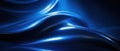 Abstract Dark Blue Fabric Waves with Light Play for Modern Design. Background 21:9 Ratio Royalty Free Stock Photo