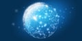 Abstract Dark Blue Futuristic Cloud Computing, Global Network Structure and Telecommunication Design Concept, World Map