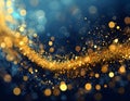 Abstract Dark blue and gold particle. Christmas Golden light shine particles bokeh for background Royalty Free Stock Photo