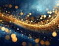 Abstract Dark blue and gold particle. Christmas Golden light shine particles bokeh for background Royalty Free Stock Photo