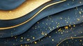 A Illustration of Abstract Dark Blue and Gold Wave Background with Glitter Royalty Free Stock Photo