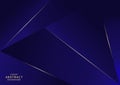 Abstract dark blue luxury premium background with luxury triangles pattern and gold lighting lines Royalty Free Stock Photo