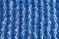 Abstract dark blue microbiology background with transparent atoms on glittering backdrop as tissue, pattern.