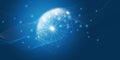 Abstract Dark Blue Minimal Style Futuristic Cloud Computing, Global Network Structure and Telecommunications Design Concept