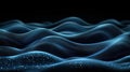 Abstract dark blue wavy surface with glittering particles Royalty Free Stock Photo