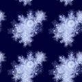 Abstract dark blue winter background with snowflakes and ice flowers Royalty Free Stock Photo