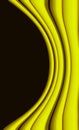Abstract dark brown background with bright illuminating yellow waves with 3d fluid effect. Luxury style of banner, poster or
